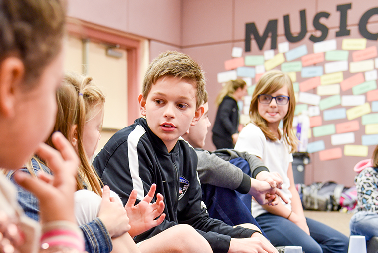 Students in a music room.